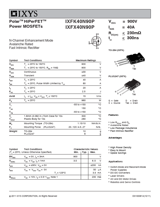 IXFK40N90P