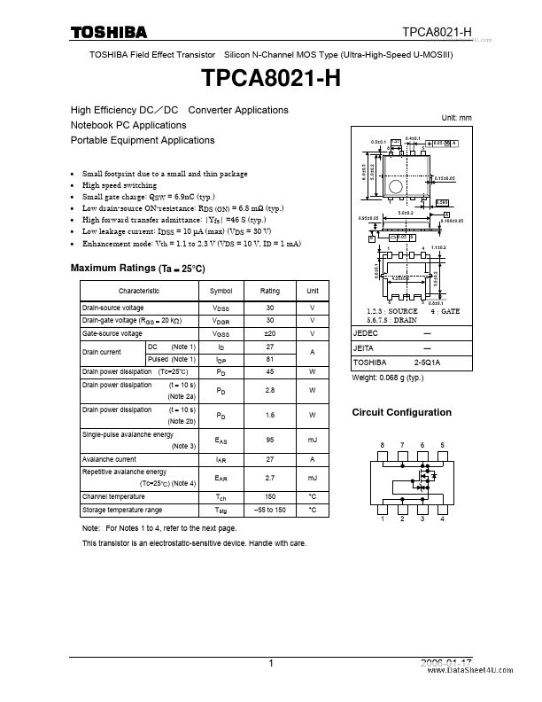 TPCA8021-H Toshiba Semiconductor