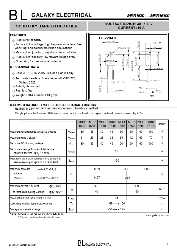 MBR1635 GALAXY ELECTRICAL