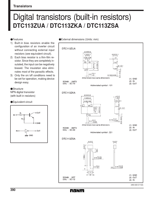 <?=DTC113ZSA?> डेटा पत्रक पीडीएफ