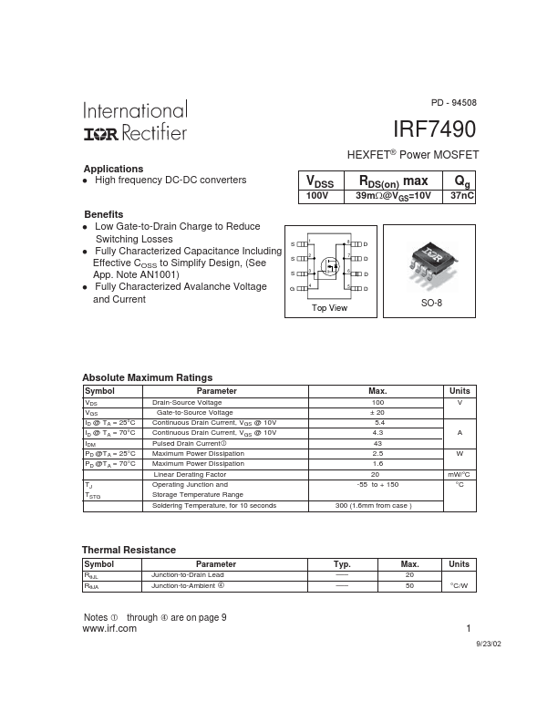 IRF7490 International Rectifier