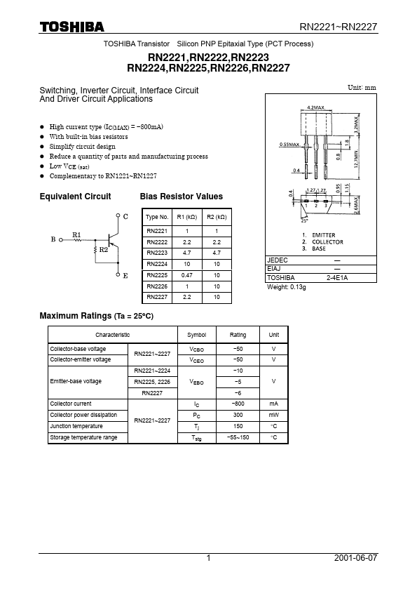 RN2222 Toshiba Semiconductor