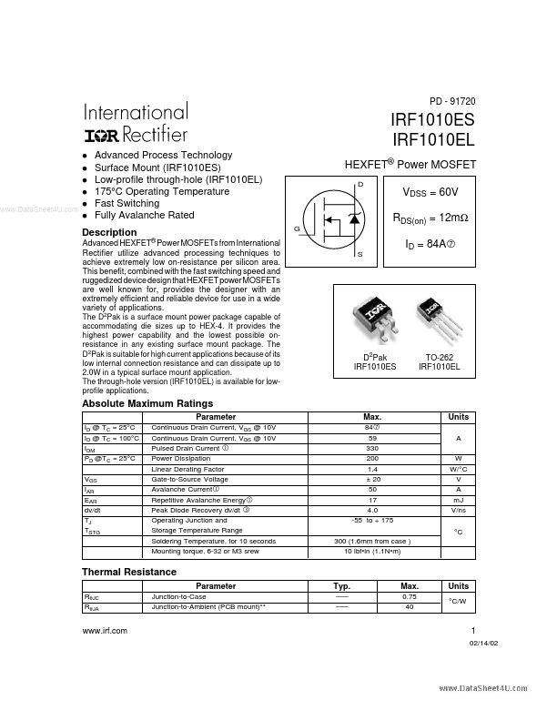 F1010EL Power MOSFET