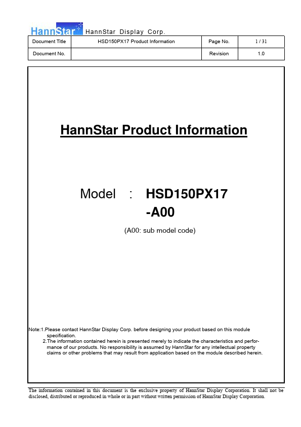 HSD150PX17-A00