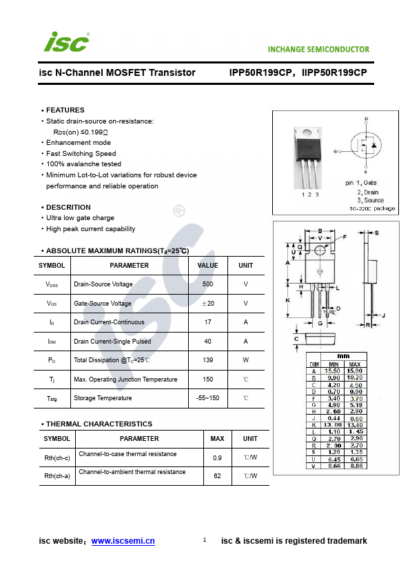 IPP50R199CP INCHANGE