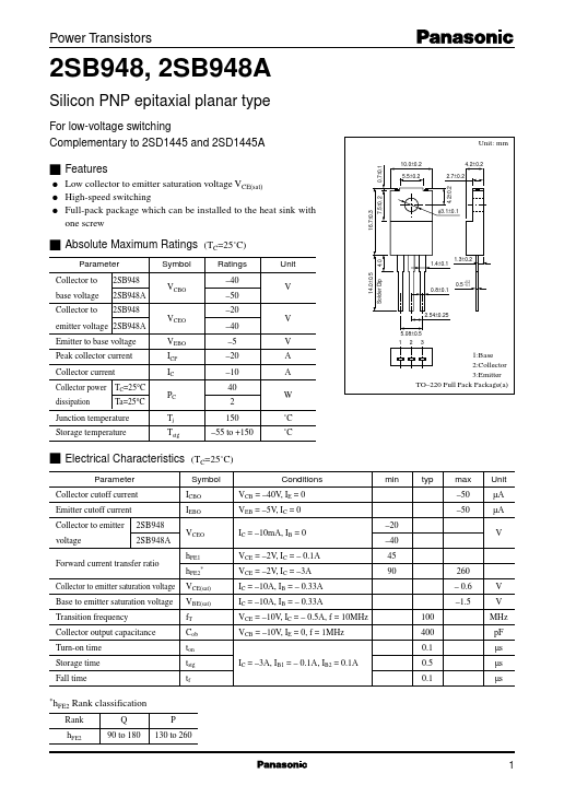 2SB948A Panasonic Semiconductor