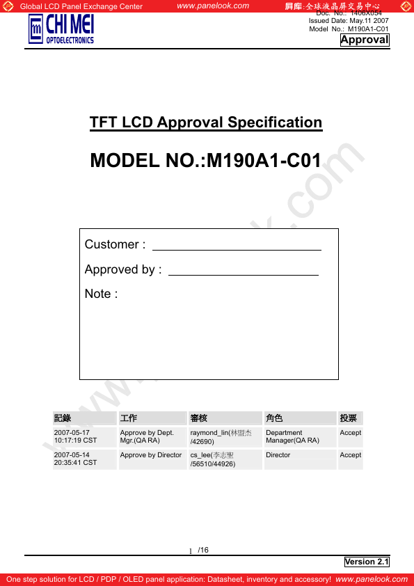 <?=M190A1-C01?> डेटा पत्रक पीडीएफ