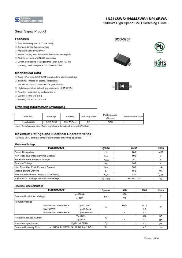 1N4148WS Taiwan Semiconductor