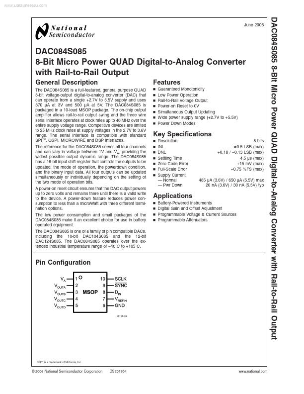 <?=DAC084S085?> डेटा पत्रक पीडीएफ