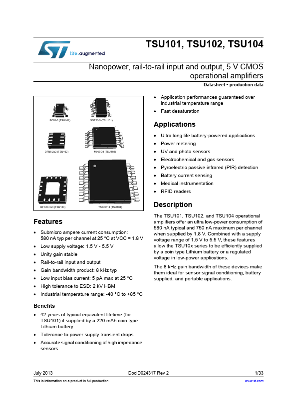 TSU101 STMicroelectronics
