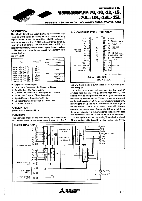 M5M5165FP-12L Mitsubishi