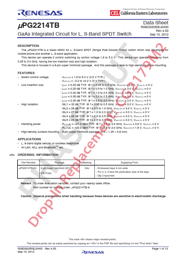 <?=UPG2214TB?> डेटा पत्रक पीडीएफ