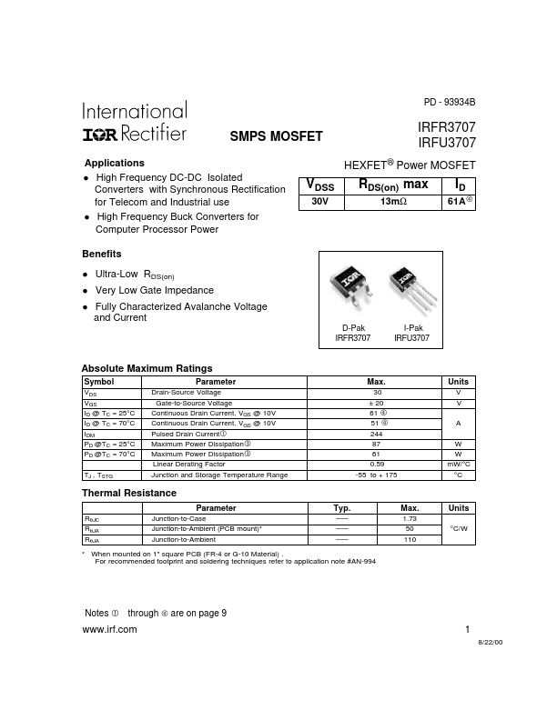 IRFR3707 International Rectifier