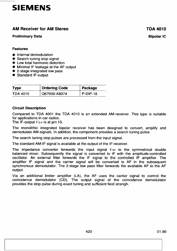 <?=TDA4010?> डेटा पत्रक पीडीएफ