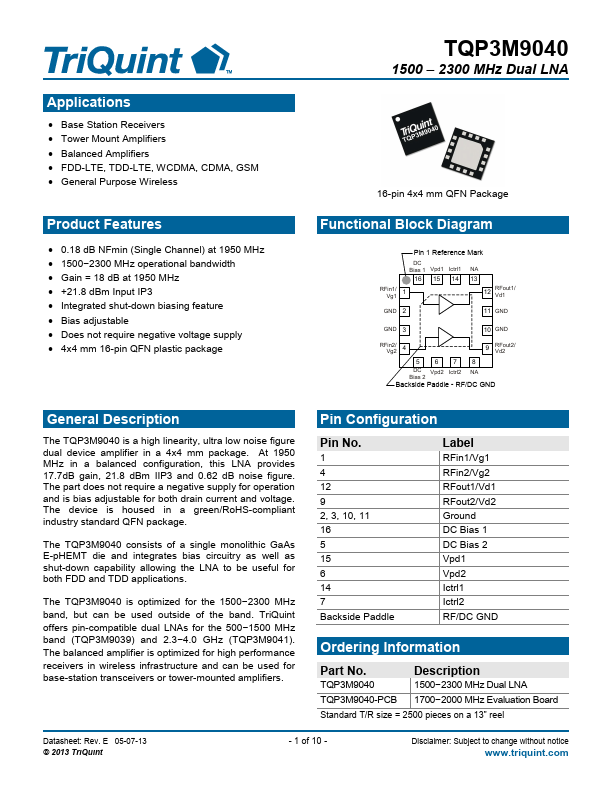 TQP3M9040 TriQuint Semiconductor