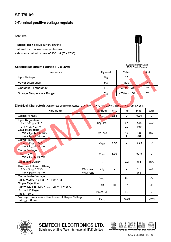 78L09 SEMTECH