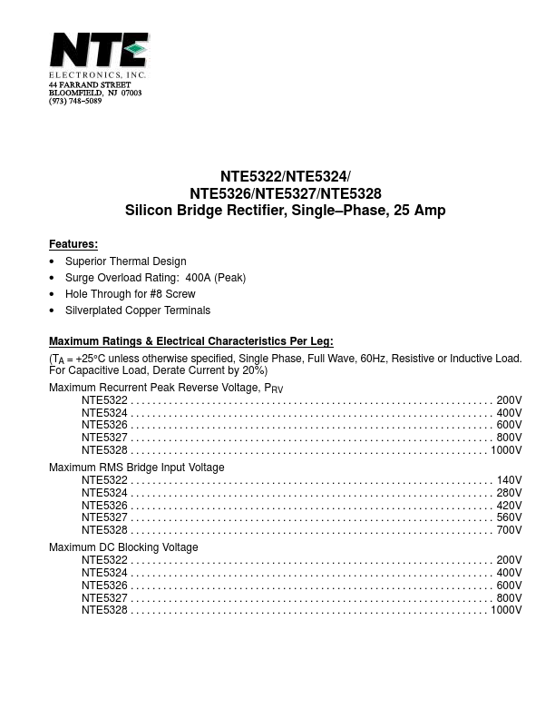 <?=NTE5324?> डेटा पत्रक पीडीएफ