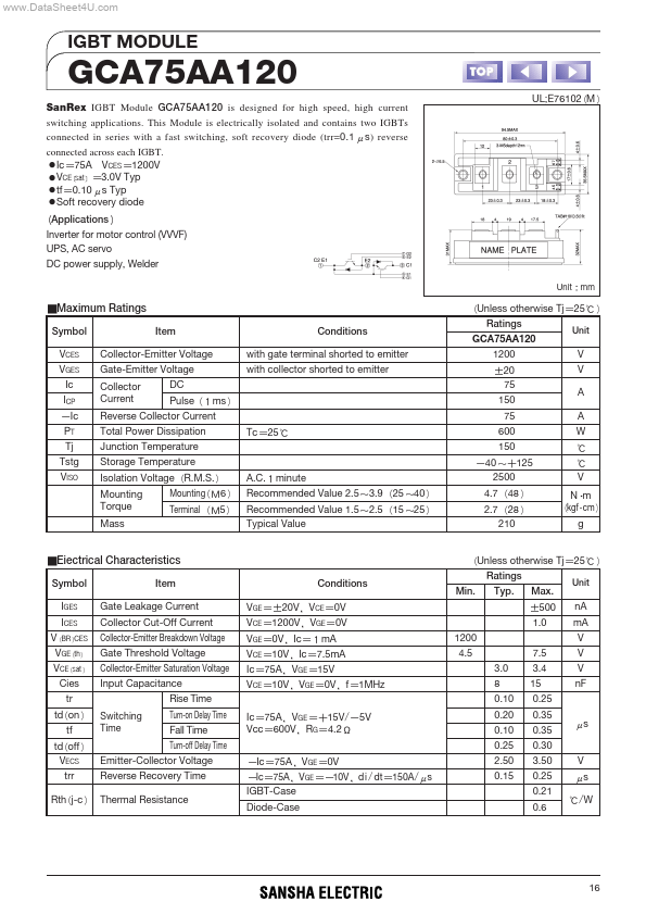 <?=GCA75AA120?> डेटा पत्रक पीडीएफ