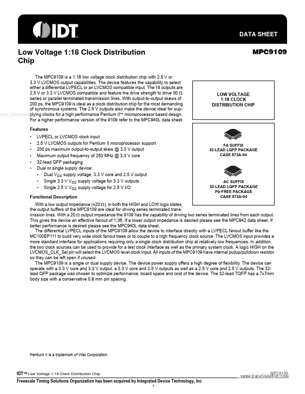 MPC9109 Integrated Device Technology