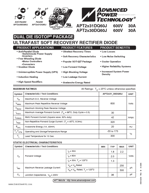 <?=APT2X31DQ60J?> डेटा पत्रक पीडीएफ