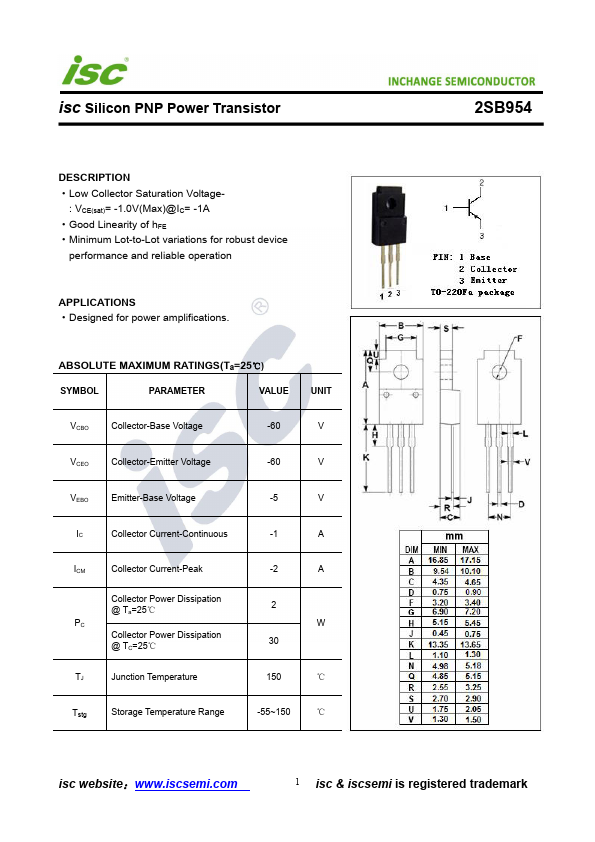 2SB954A Inchange Semiconductor