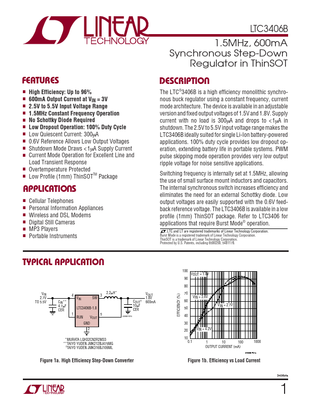 <?=LTC3406B?> डेटा पत्रक पीडीएफ