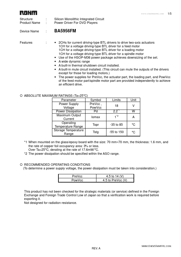 <?=BA5956FM?> डेटा पत्रक पीडीएफ