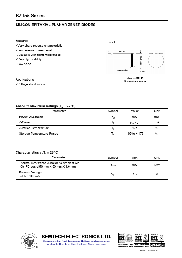 BZT55B9V1 SEMTECH