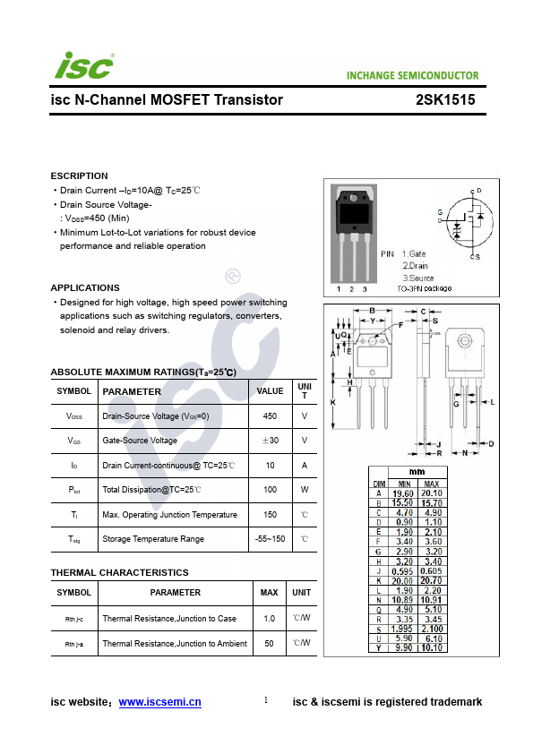 2SK1515 Inchange Semiconductor