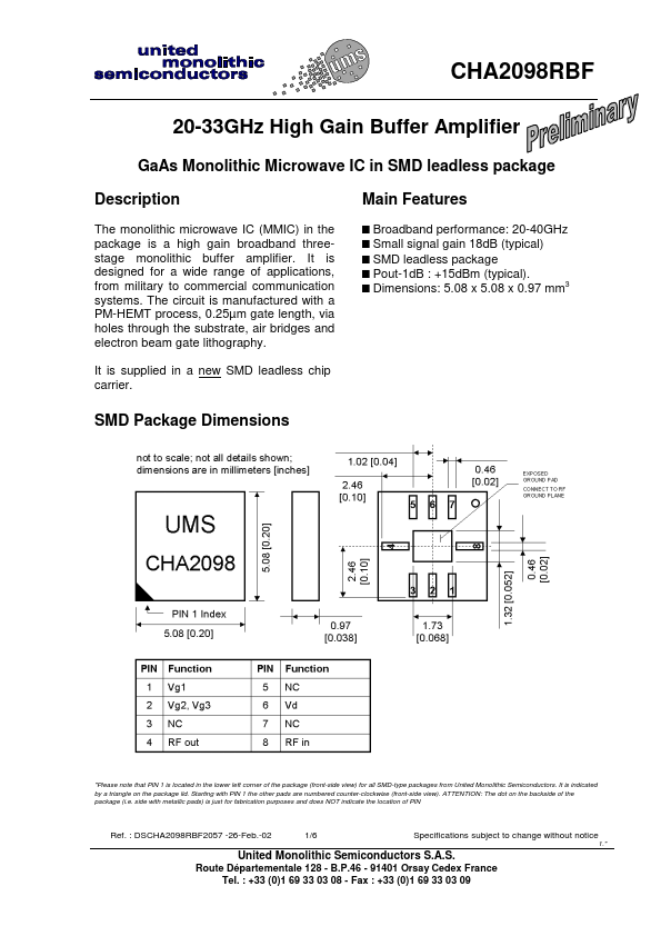 CHA2098RBF United Monolithic Semiconductors