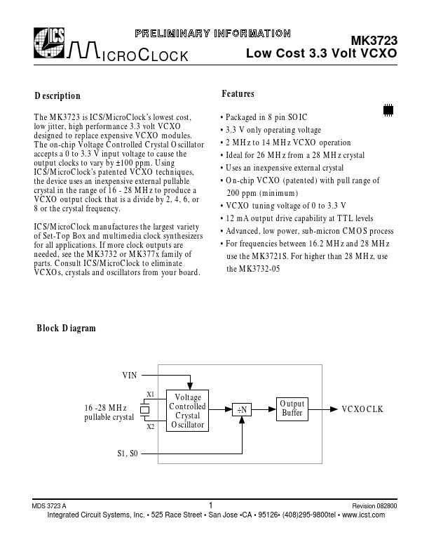 MK3723 Integrated Circuit Systems