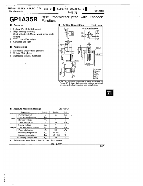 GP1A35R Sharp Electrionic Components