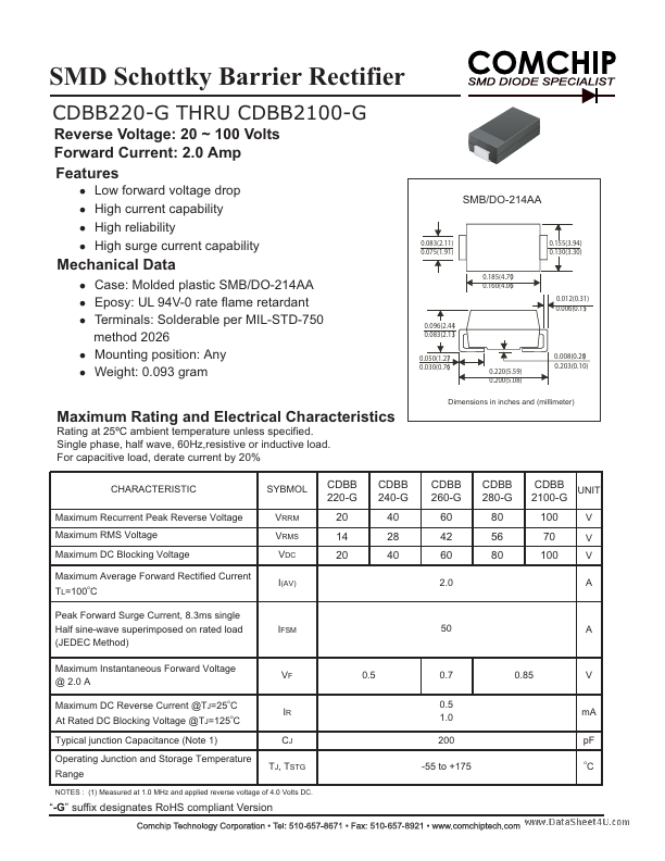 CDBB2100-G Comchip Technology