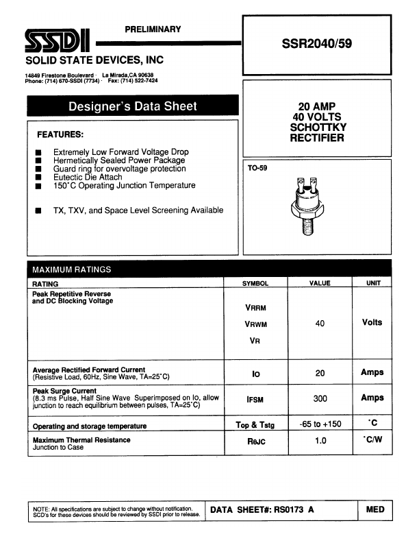 SSR2040-59 SSDI