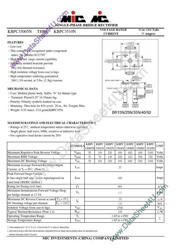 <?=KBPC3508N?> डेटा पत्रक पीडीएफ