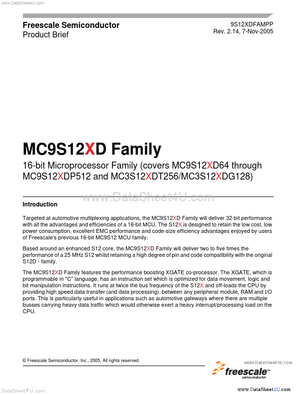 M9S12XD Freescale Semiconductor