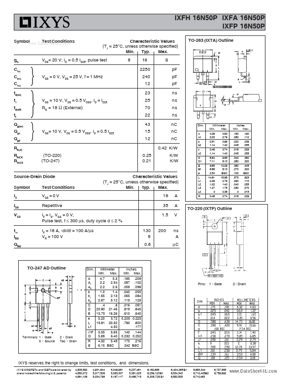 IXFP16N50P