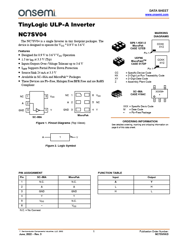 NC7SV04 ON Semiconductor