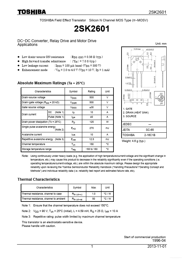 2SK2601 Toshiba Semiconductor