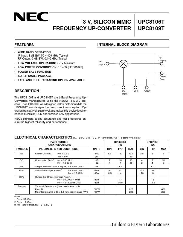 <?=UPC8109T?> डेटा पत्रक पीडीएफ