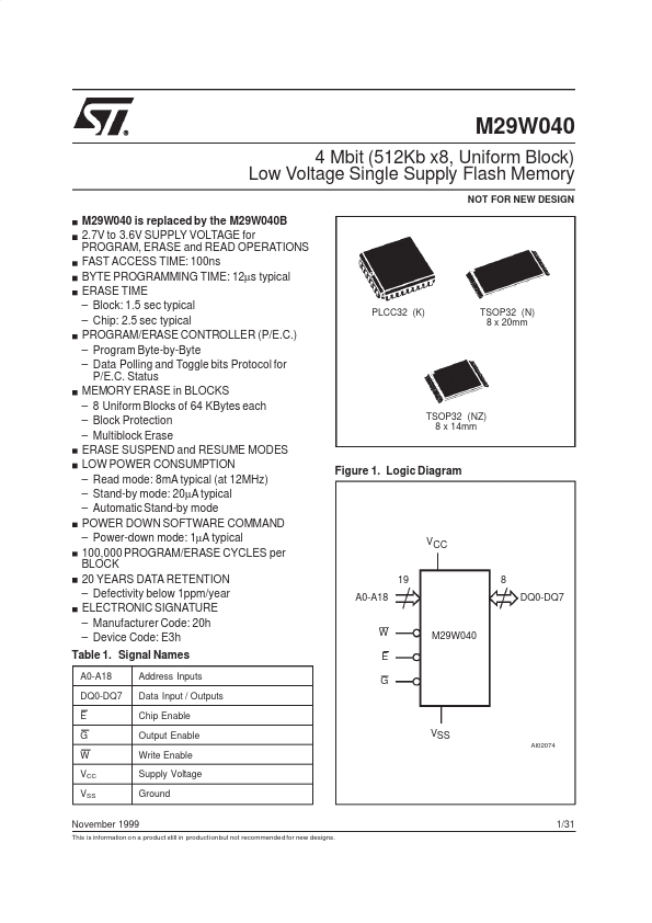 29W040 STMicroelectronics