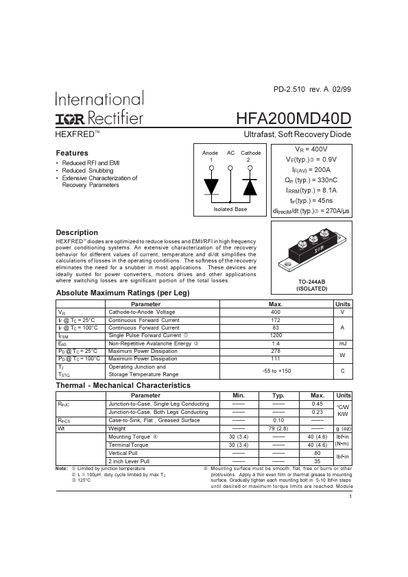 HFA200MD40D IRF