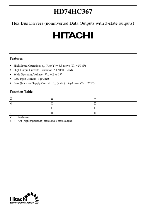 HD74HC367 Hitachi Semiconductor