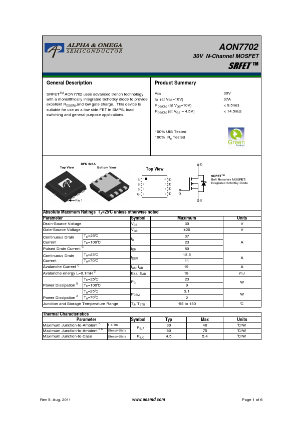 AON7702 Alpha & Omega Semiconductors