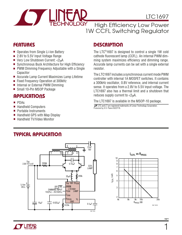 <?=LTC1697?> डेटा पत्रक पीडीएफ