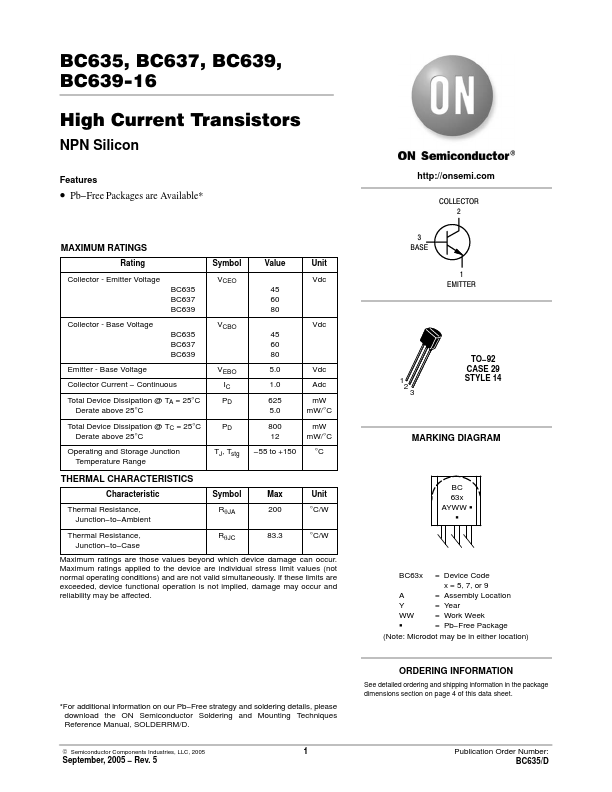 BC635 ON Semiconductor