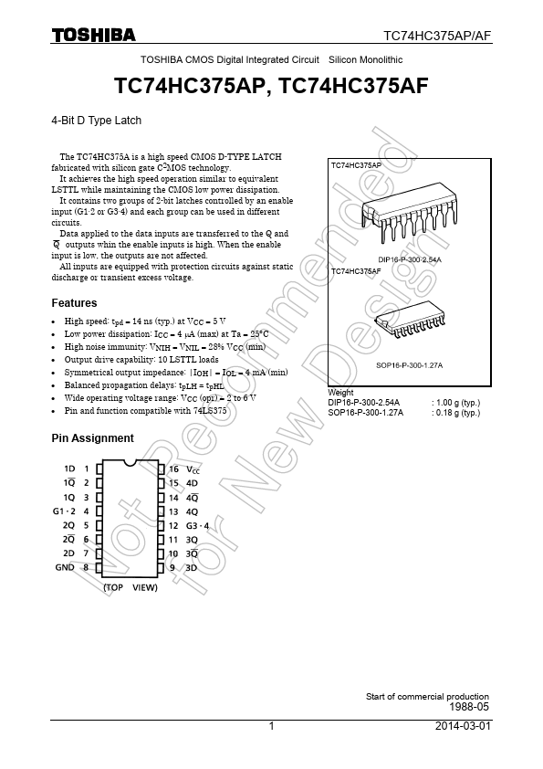 TC74HC375AP Toshiba