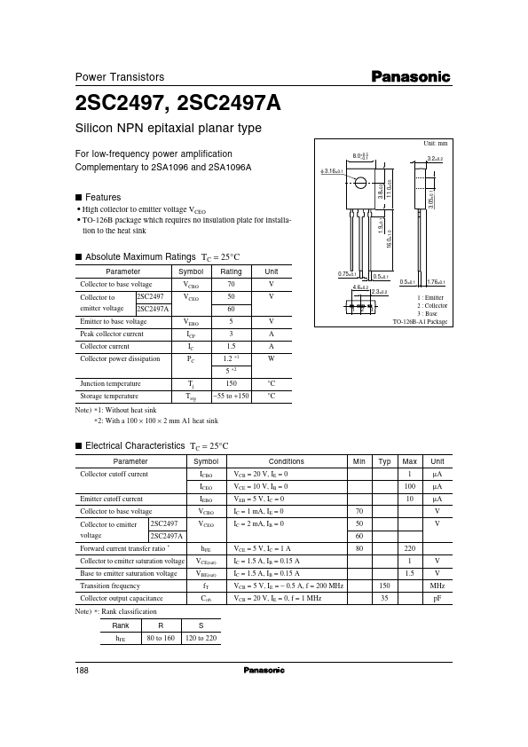 2SA1096 Panasonic Semiconductor