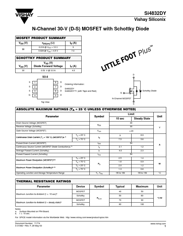 <?=SI4832DY?> डेटा पत्रक पीडीएफ