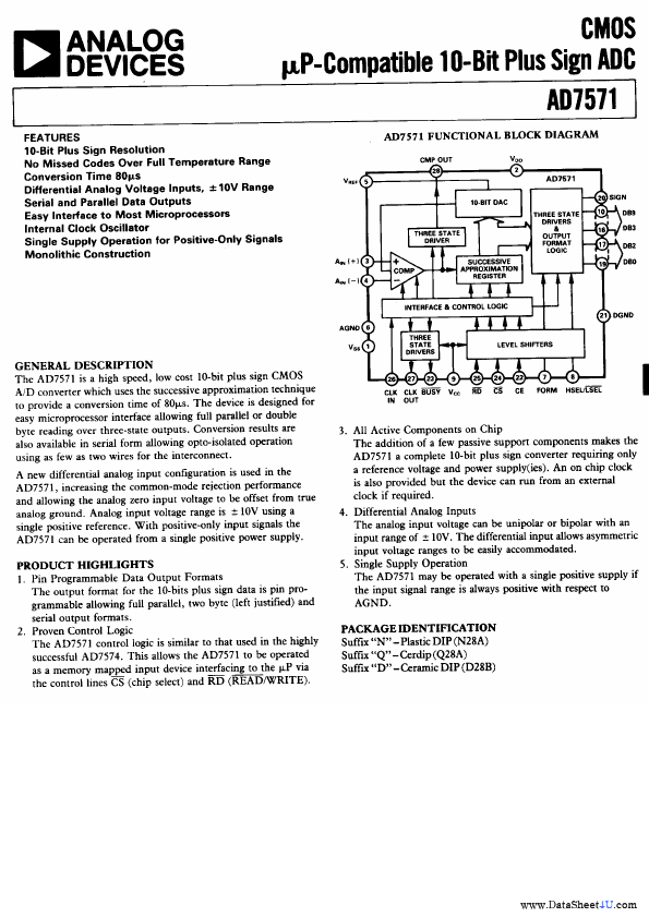 <?=AD7571?> डेटा पत्रक पीडीएफ